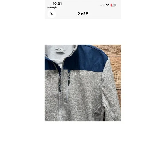 Orvis Mens Fleece Jacket Blue Gray Full Zip Pockets Size XXL - Picture 2 of 4